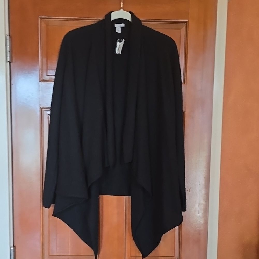 Halogen Black Knit Shrug with Waterfall Front